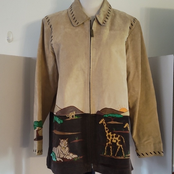 Quacker Factory Jackets & Blazers - The Quacker Factory Womens Safari Suede Coat w/leather stitching Size Large